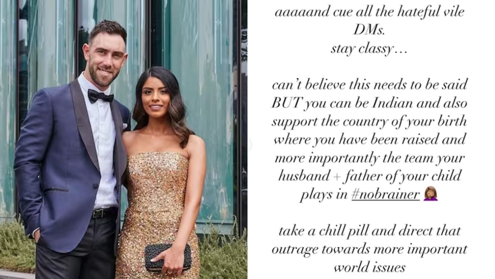 Glenn Maxwell and her wife, Vini.