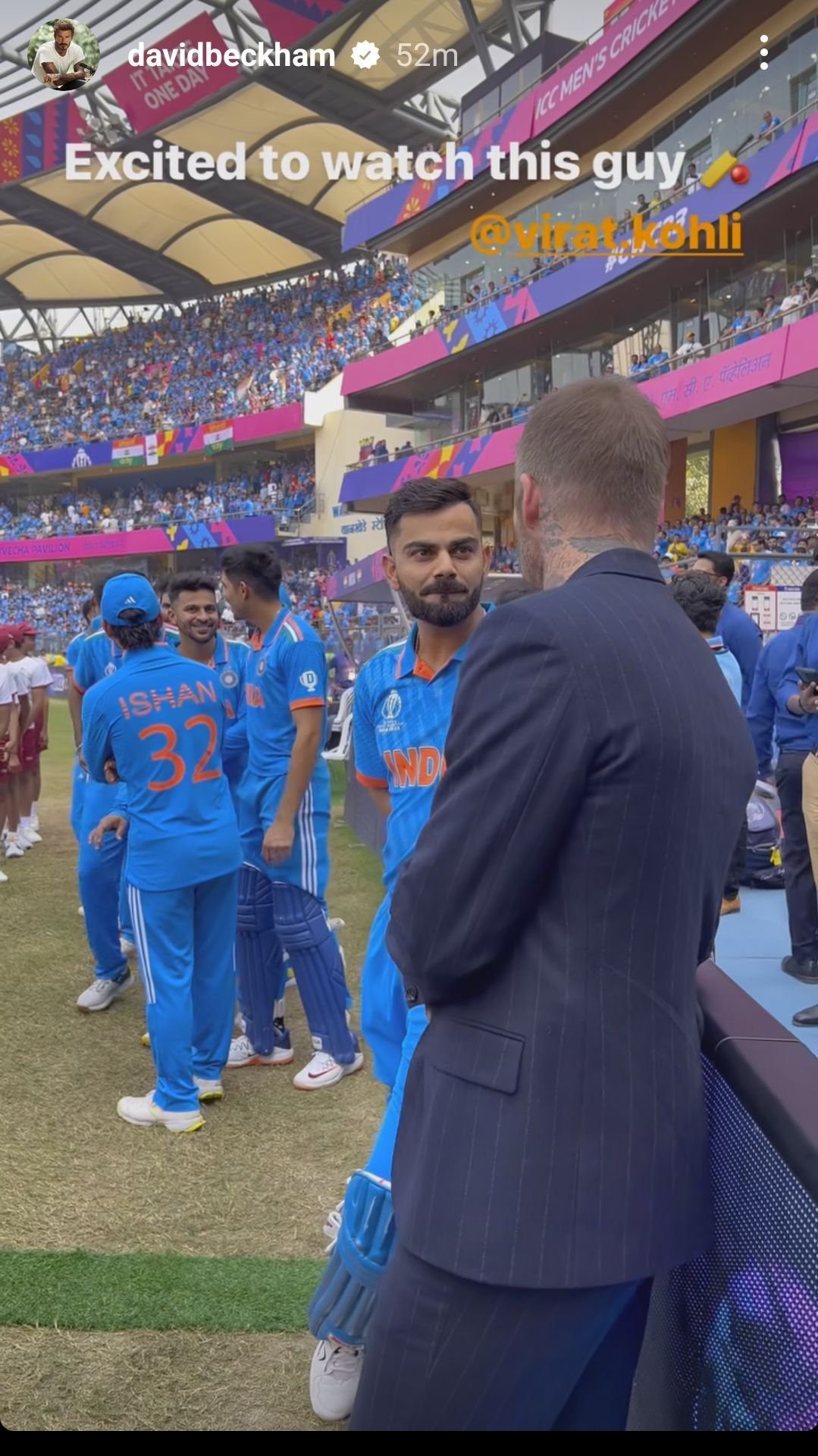 David Beckham&#039;s Instagram Story with Virat Kohli (via Getty Images)