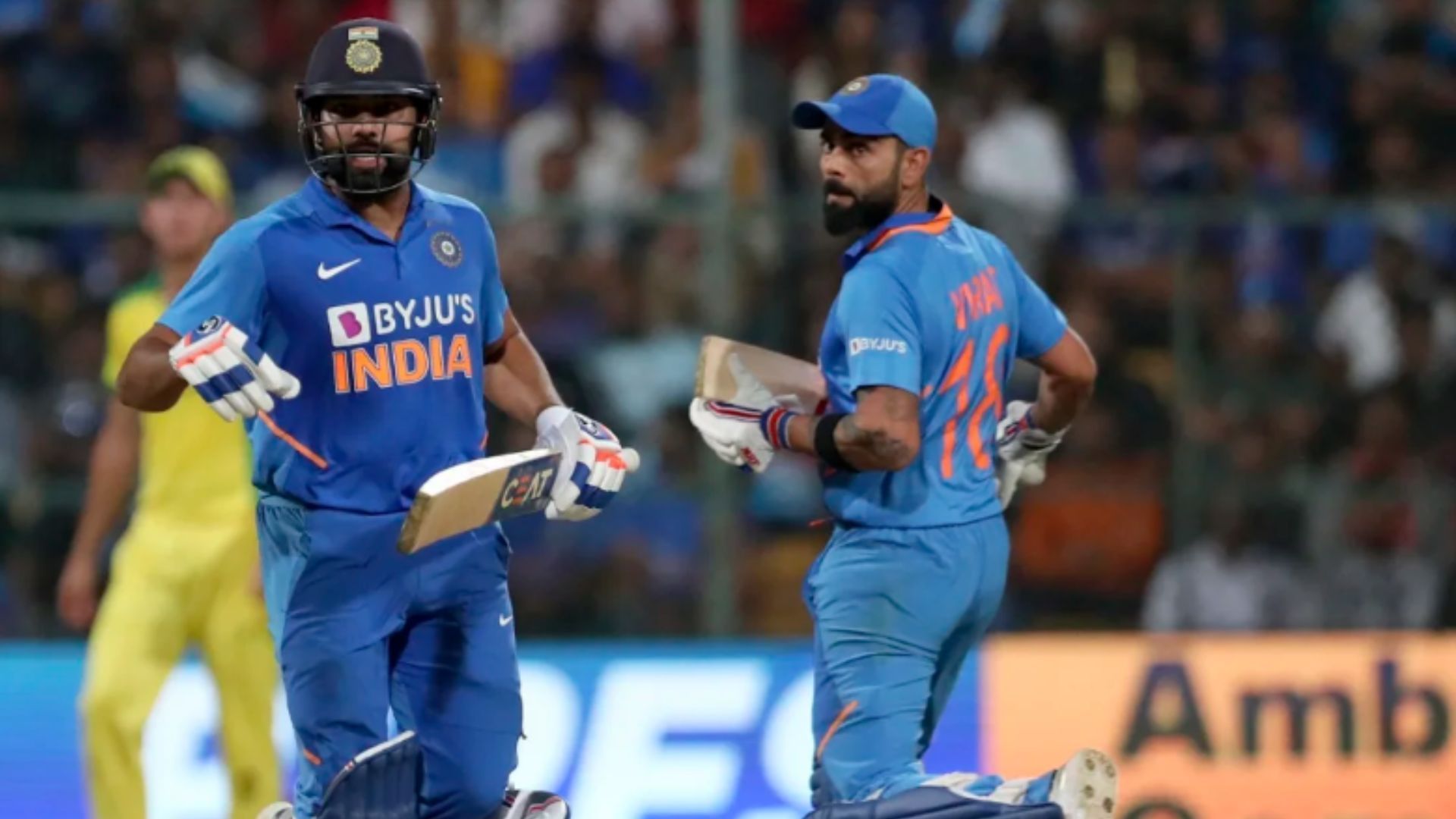 Virat Kohli and Rohit Sharma during their match-winning stand. (Pic: AP)