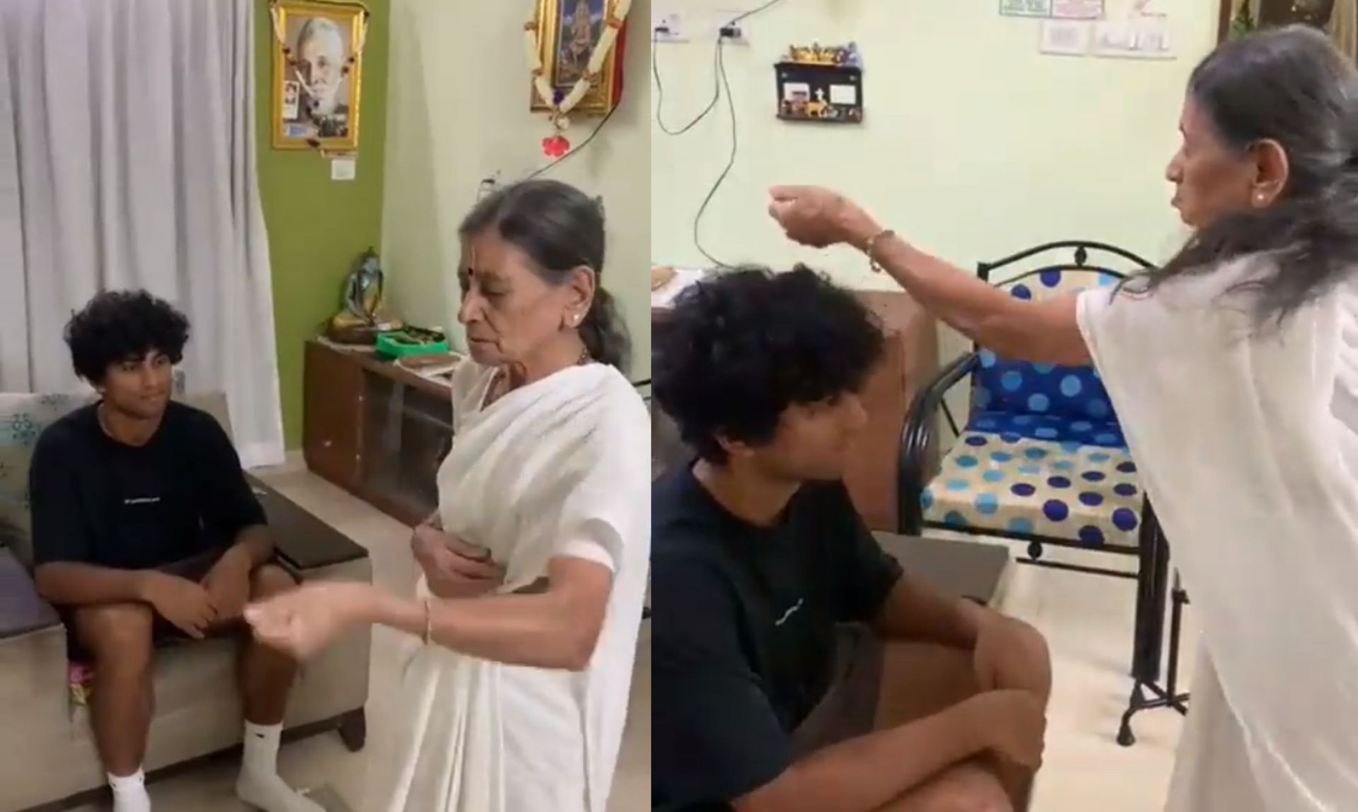 Rachin Ravindra with his grand mother in Bangalore. (Credits: X)
