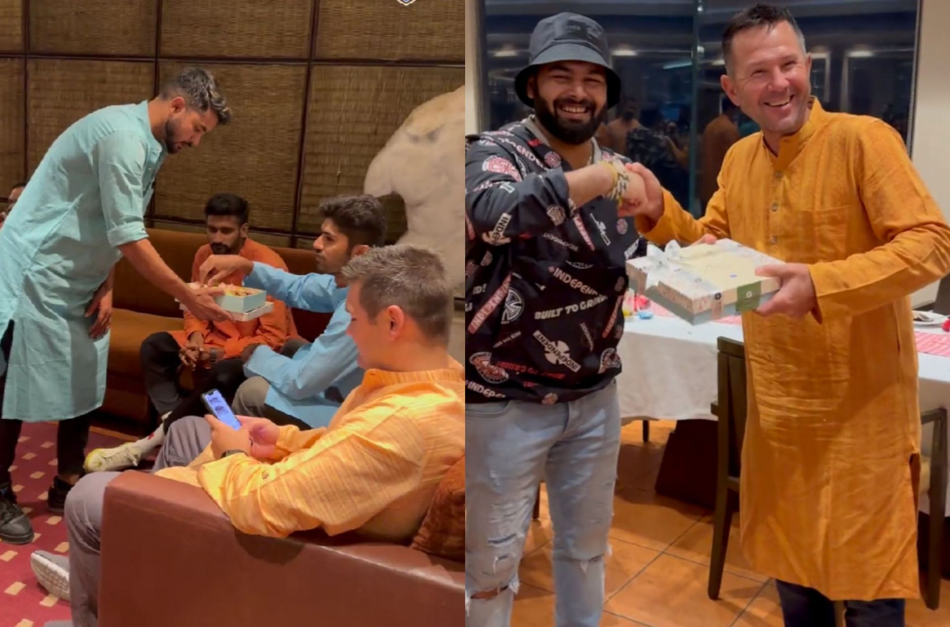 Rishabh Pant, Ricky Ponting, Manish Pandey and other DC players celebrating Diwali. (PC: Delhi Capitals X))