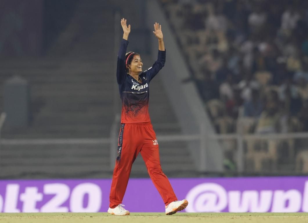 Shreyanka Patil in action for RCB during WPL 2023 (Image Courtesy: Royal Challengers Bangalore)