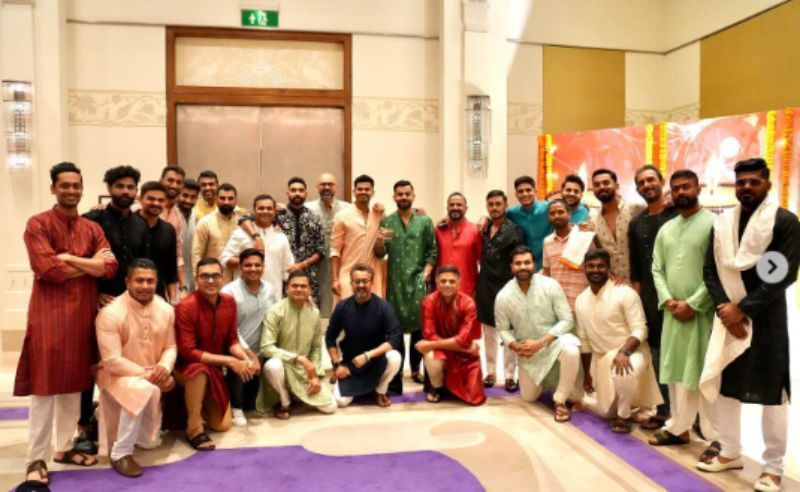 A group picture of Team India&rsquo;s Diwali celebrations. (Pic: Arun Kanade/ Instagram)