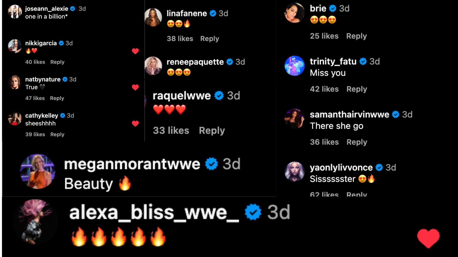 Female wrestlers commented on JoJo Offerman&#039;s post