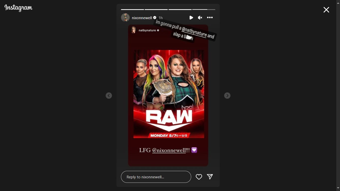 Screengrab of Tegan Nox&#039;s Instagram story.