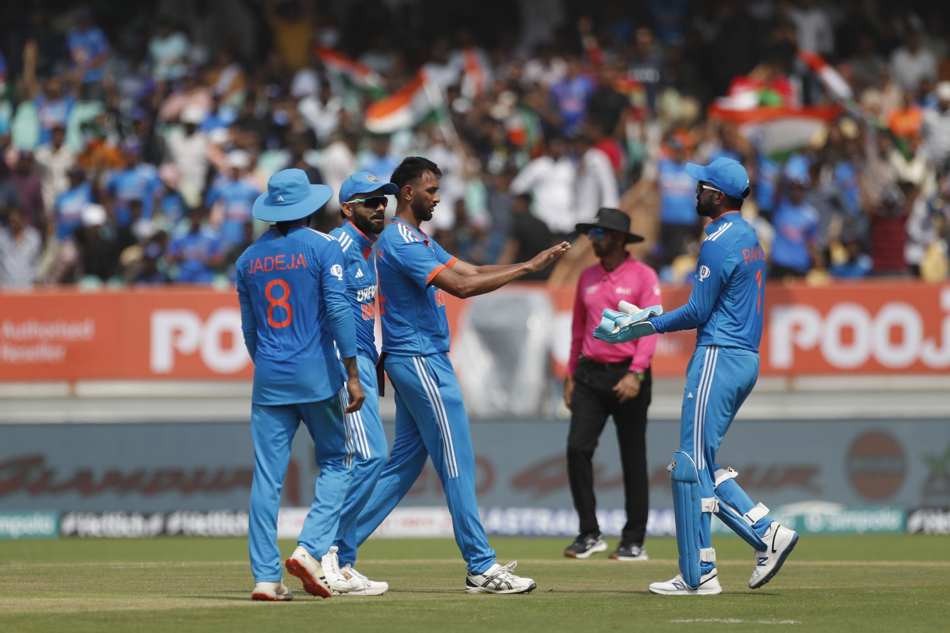 Prasidh Krishna in action, India v Australia - ODI Series: Game 3