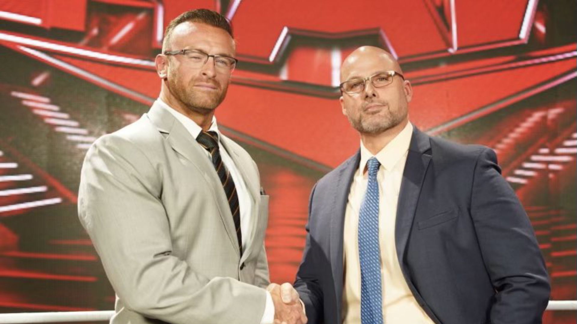 Nick Aldis (left) and Adam Pearce (right)