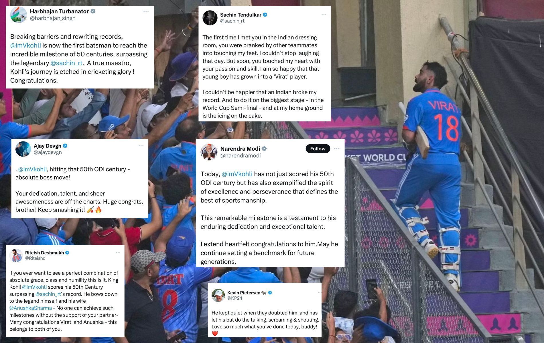 Virat Kohli earned massive praise following hi 50th ODI ton. (Pics: AP/X)