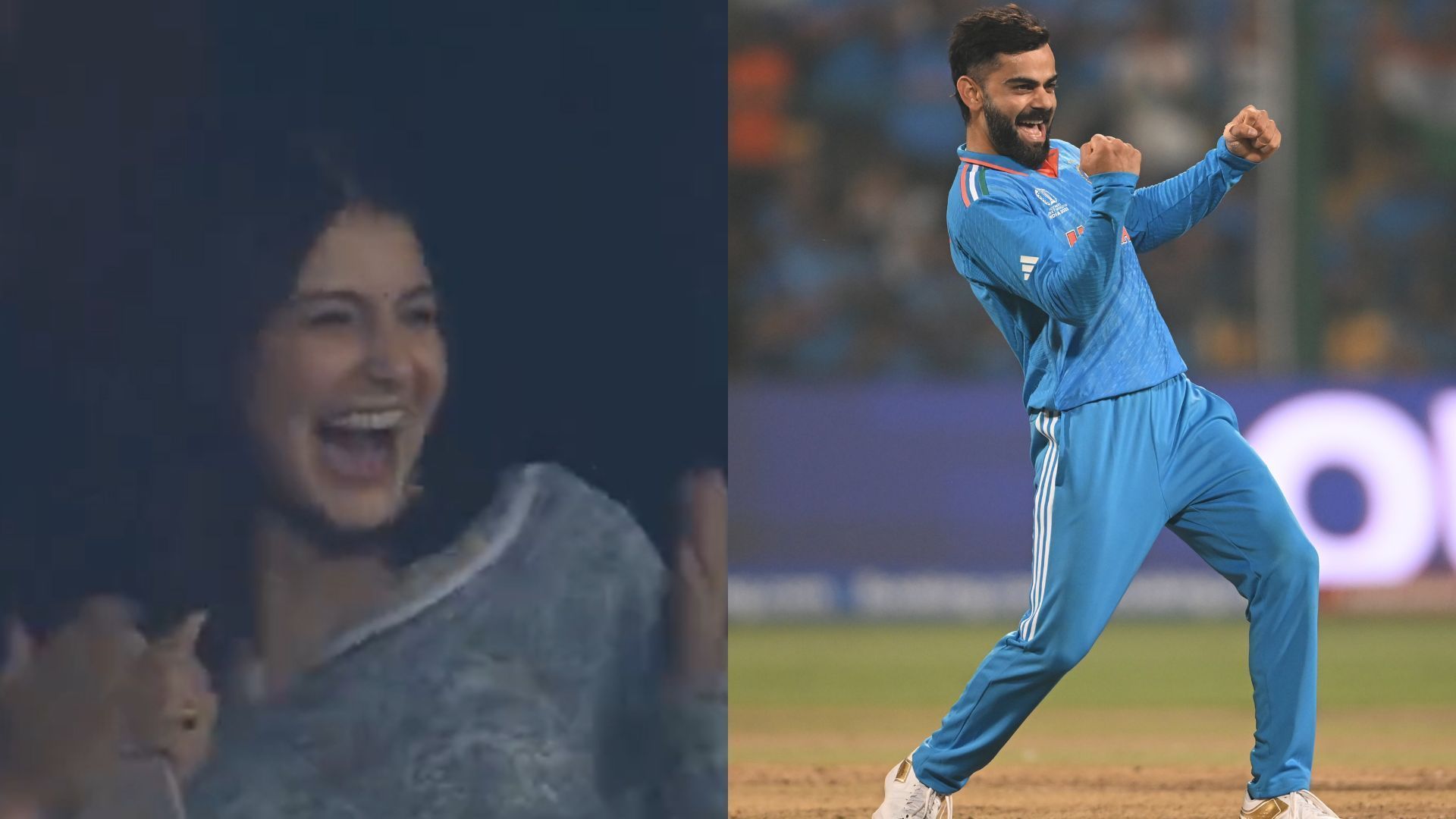 Anushka Sharma and Virat Kohli celebrating the latter