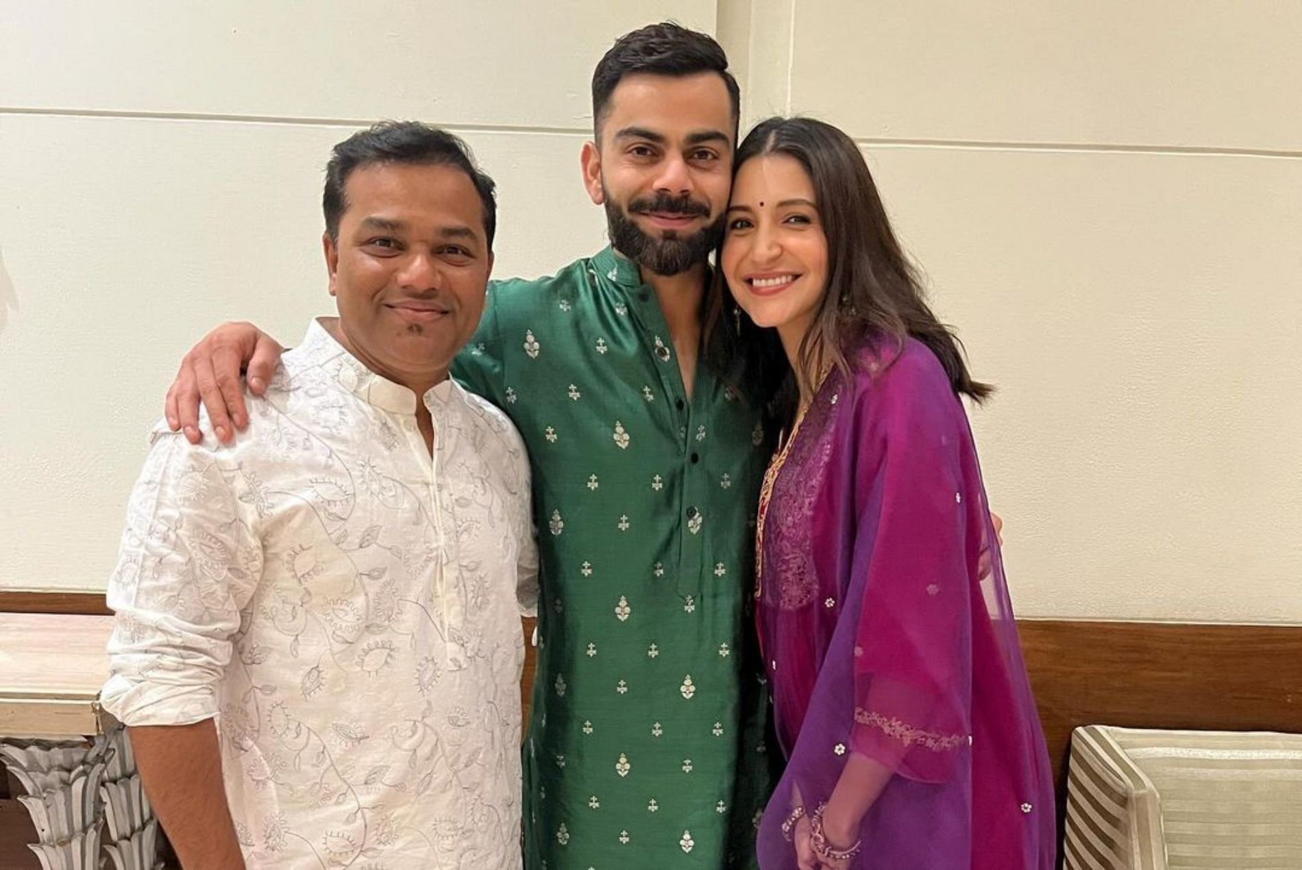 Virat Kohli and Anushka Sharma at Team India&rsquo;s Diwali celebrations. (Pic: Arun Kanade/ Instagram)