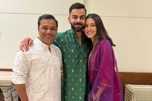 Virat Kohli and Anushka Sharma at Team India’s Diwali celebrations. (Pic: Arun Kanade/ Instagram)