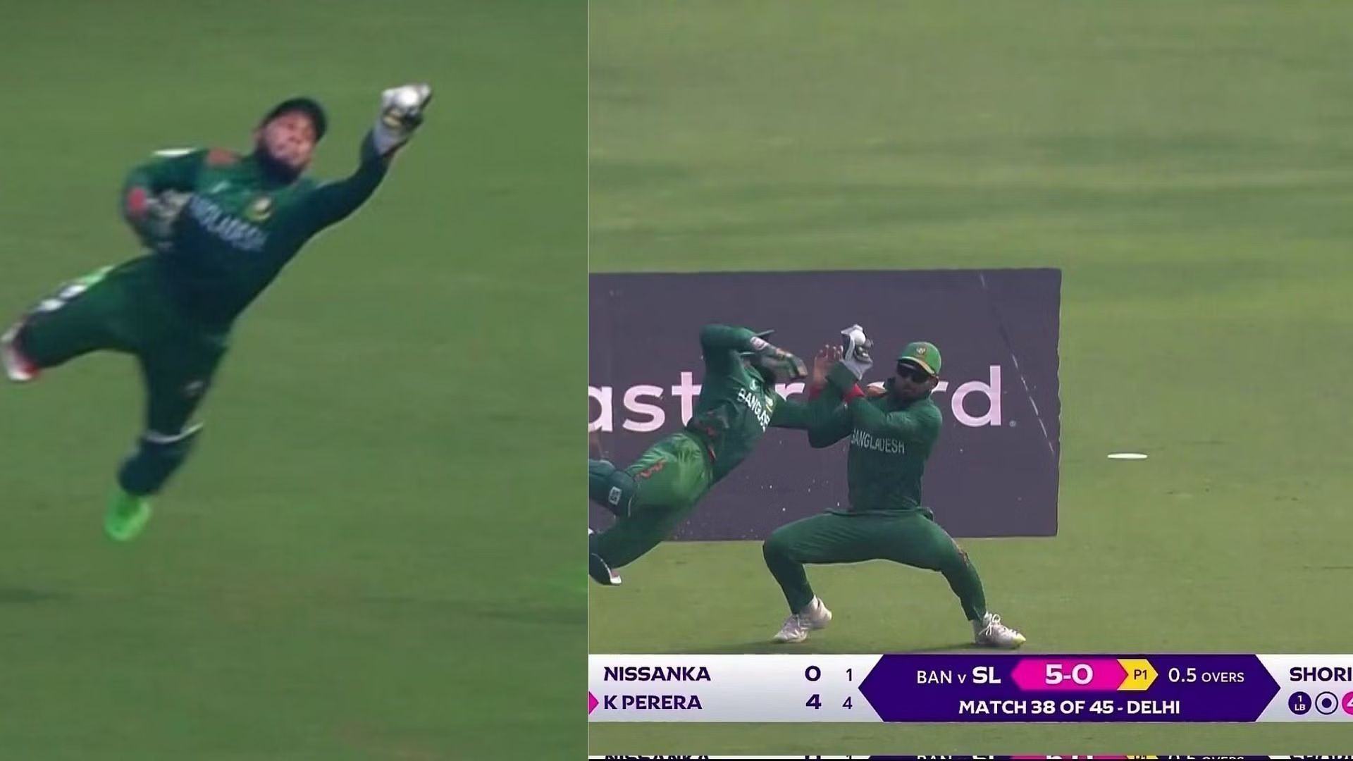 Mushfiqur Rahim took an acrobatic catch to dismiss Kusal Perera.