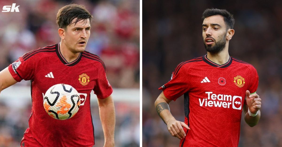 Harry Maguire (left) and Bruno Fernandes (right)