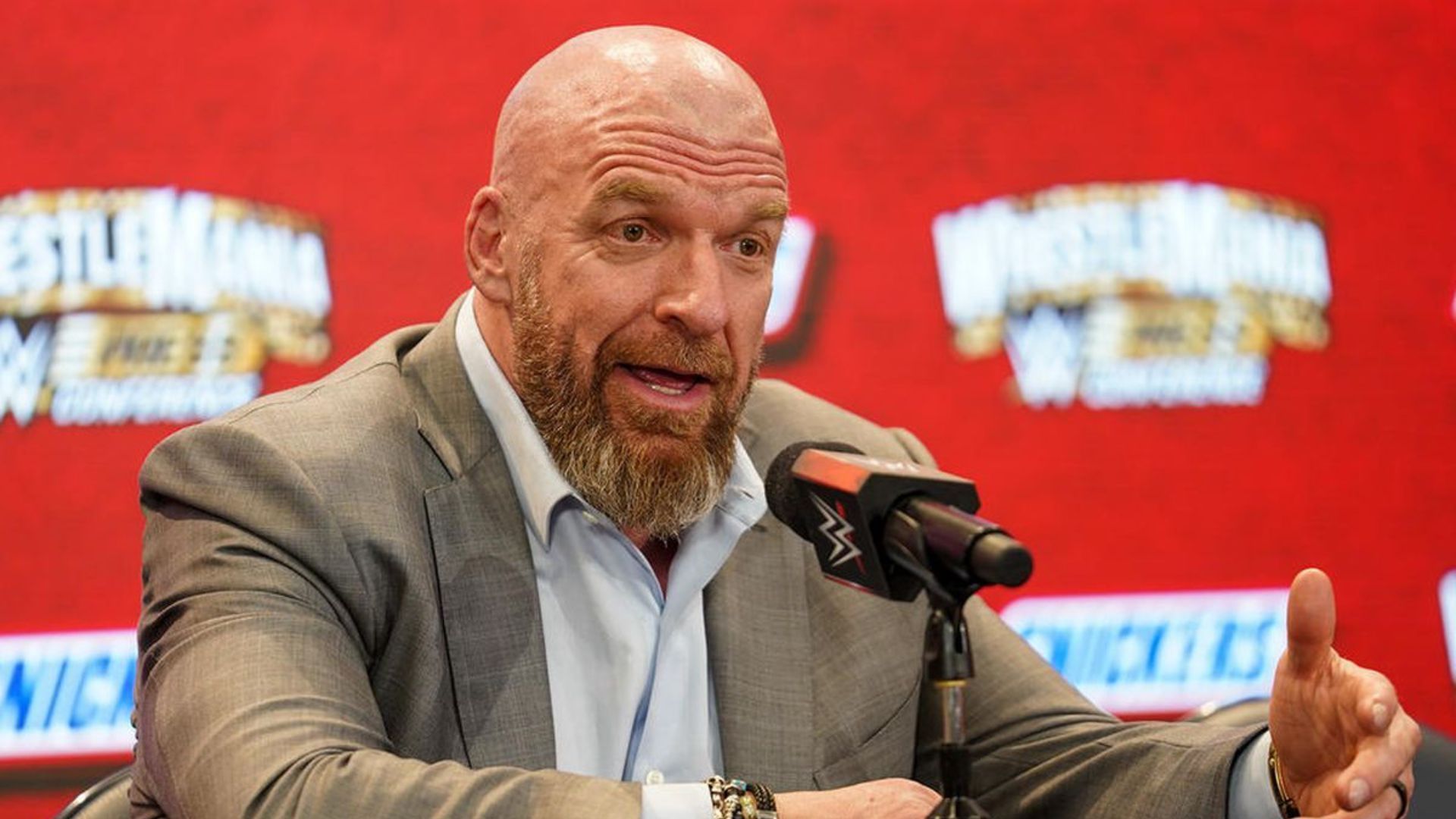 Triple H during a press conference. Image Credits: X 