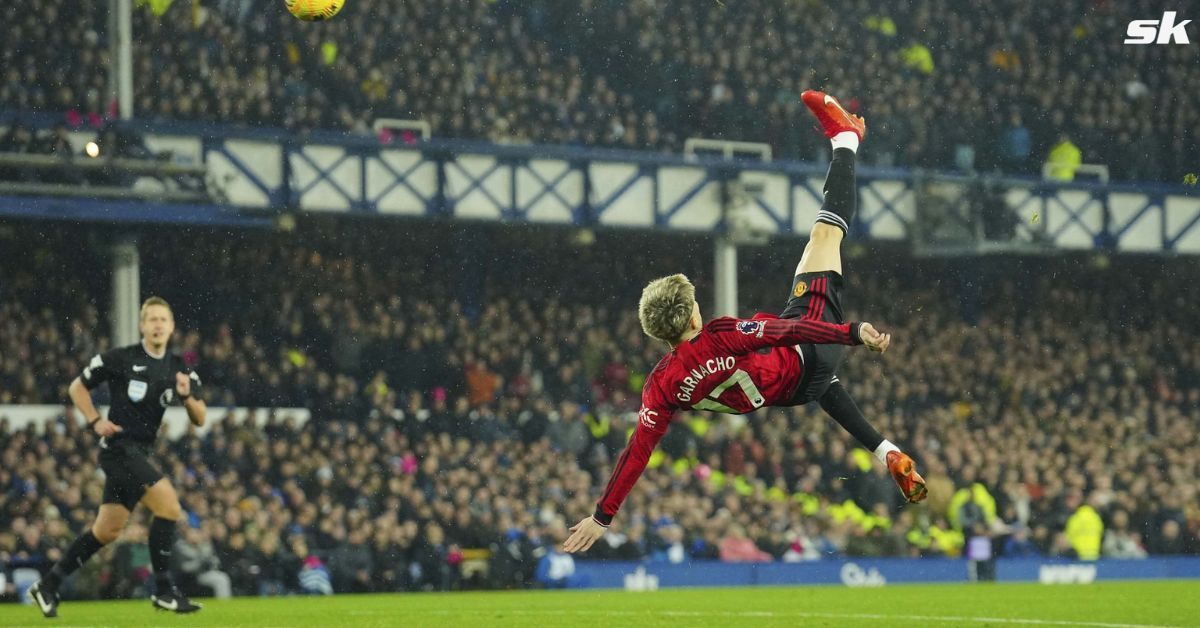 Alejandro Garnacho reacts to bicycle kick stunner in Everton win