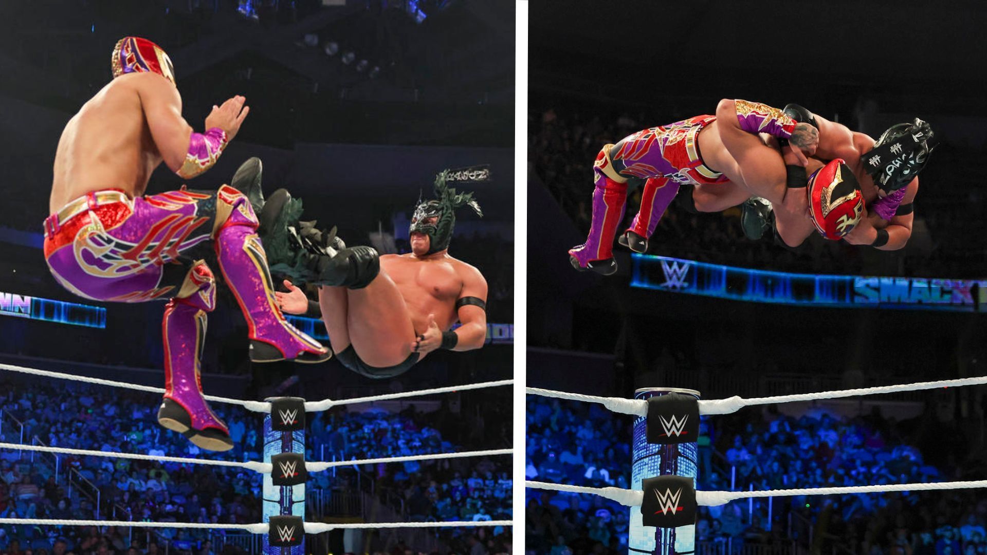 Dragon Lee and Axiom in action on last week&#039;s SmackDown