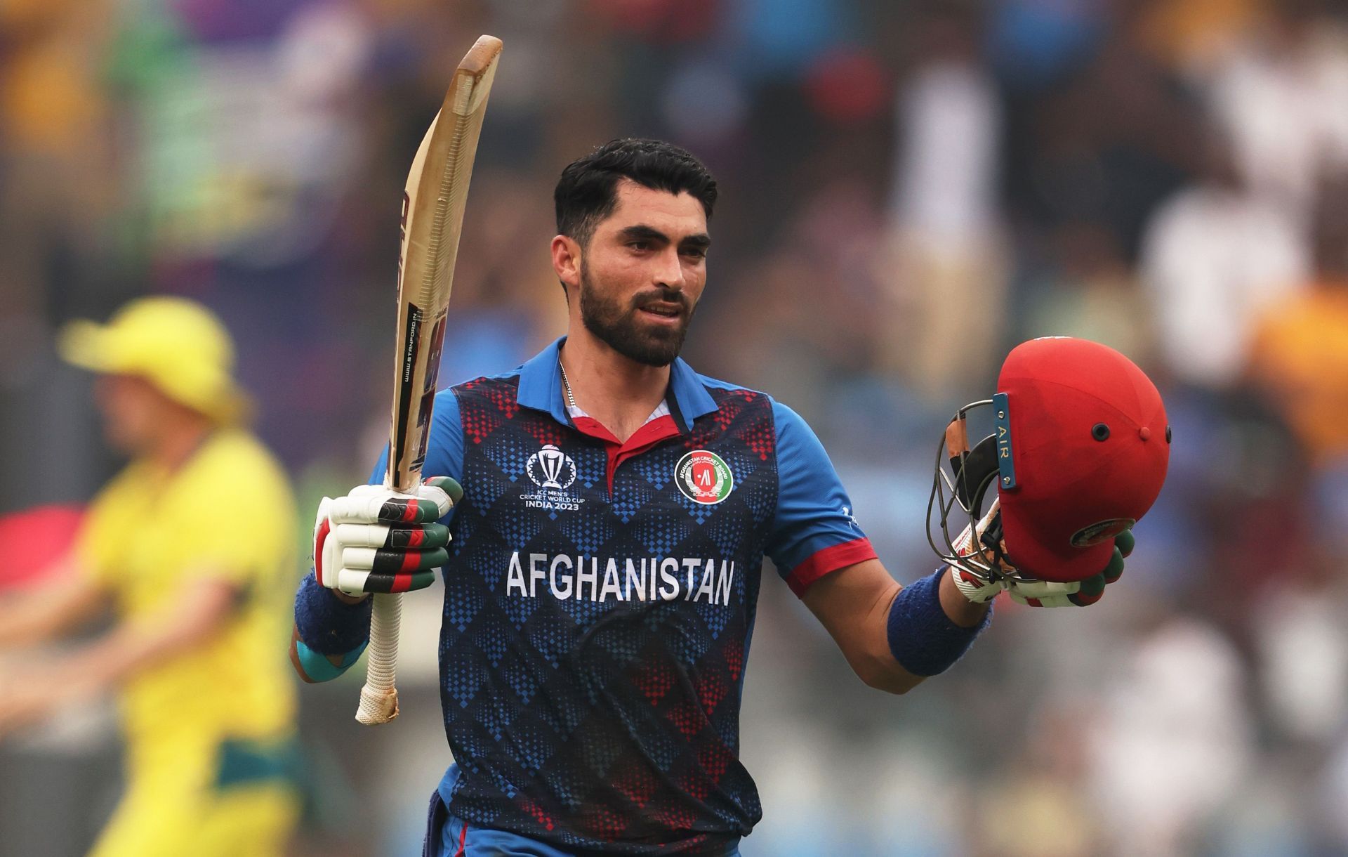 Ibrahim Zadran after his century vs Australia [Getty Images]