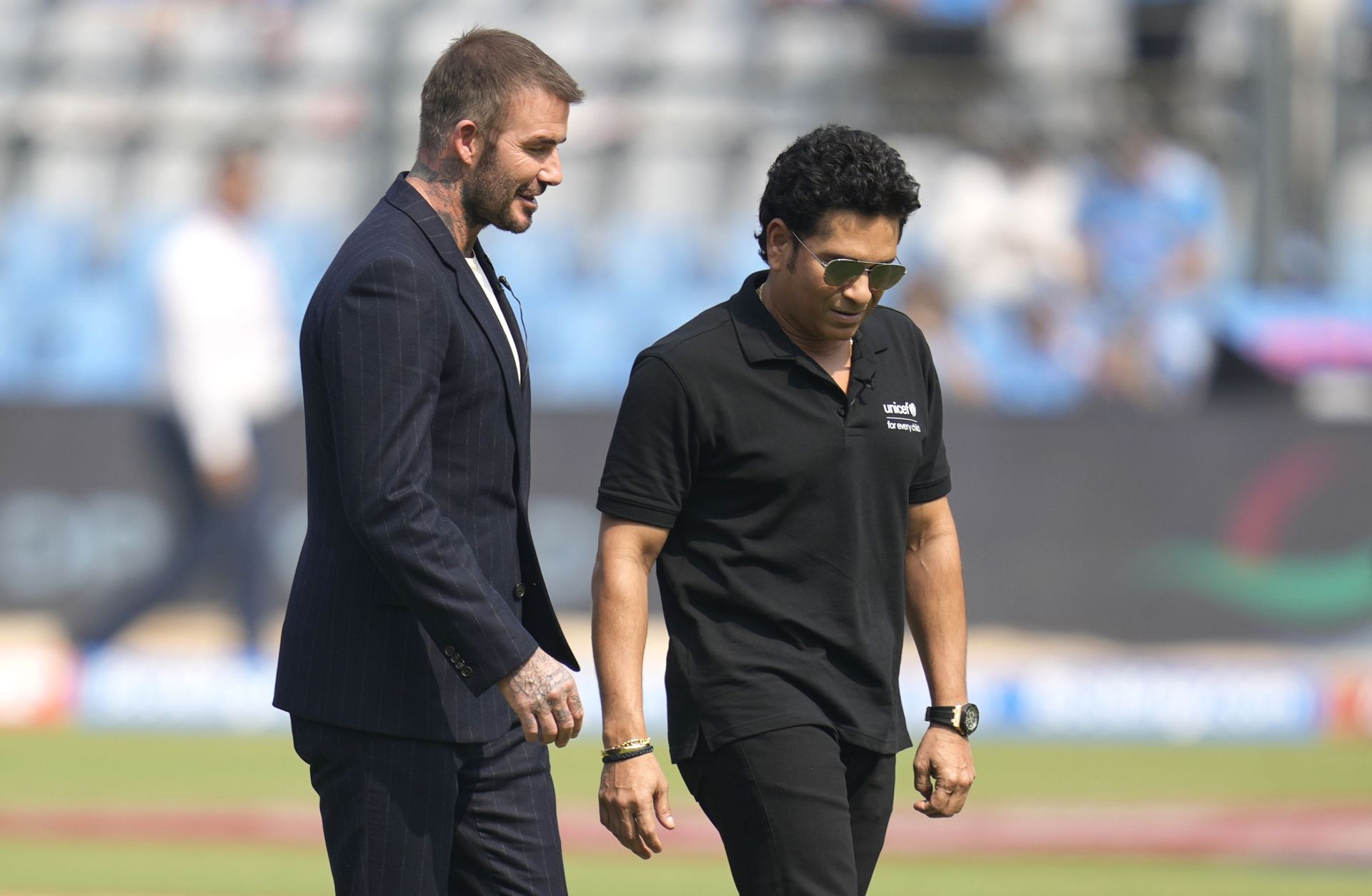 David Beckham (left) with the great Sachin Tendulkar (right)