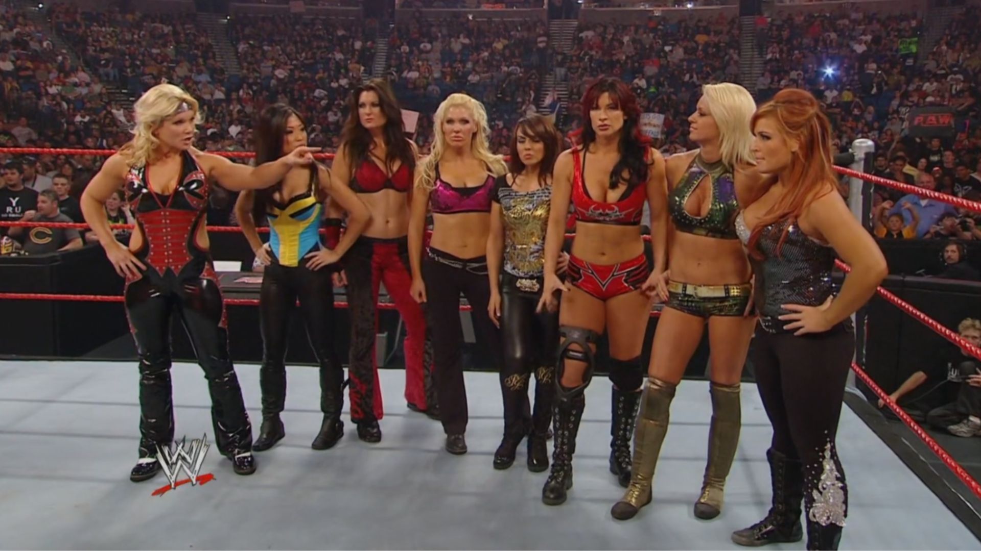 Lena Yada (second from the left) on WWE RAW