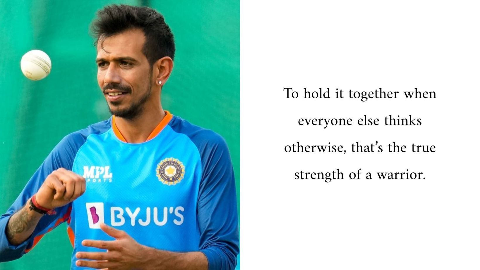 Yuzvendra Chahal (L) shared the motivational quote (R) on X.