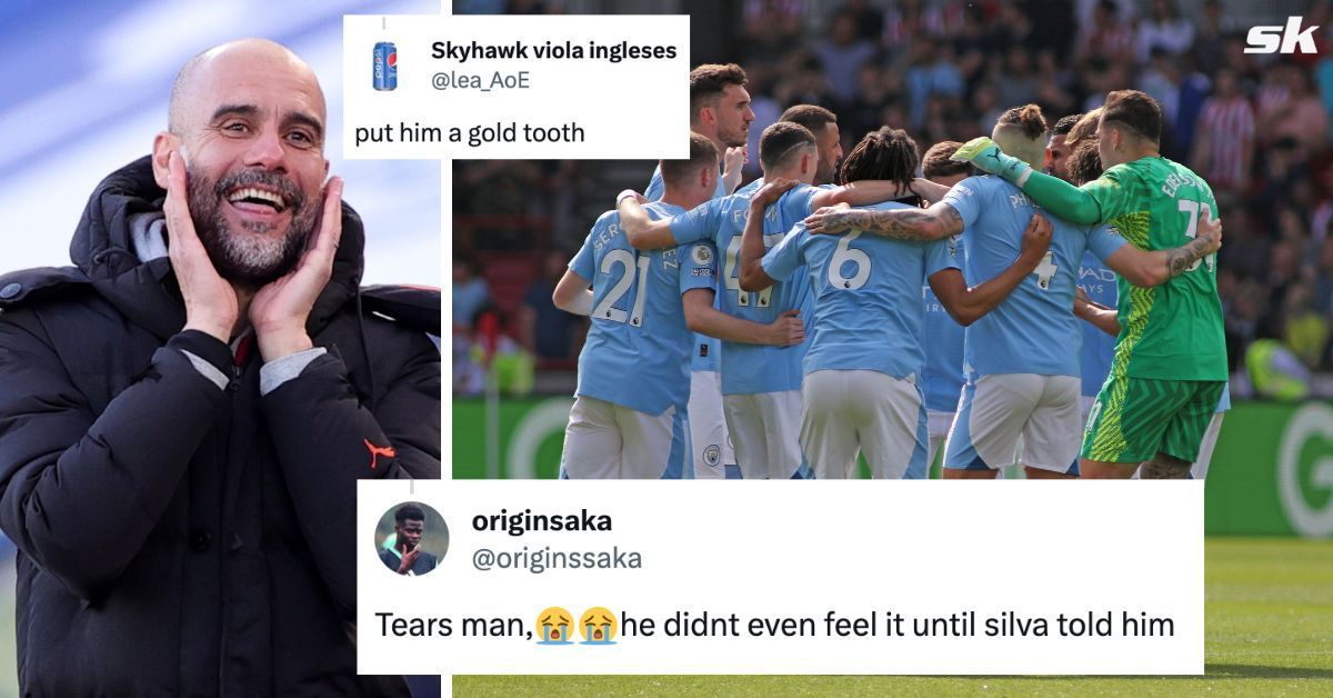 &ldquo;He didn&rsquo;t even feel it until Silva told him&rdquo; - Fans react as Manchester City star realises he lost his tooth during goal celebration in 6-1 win
