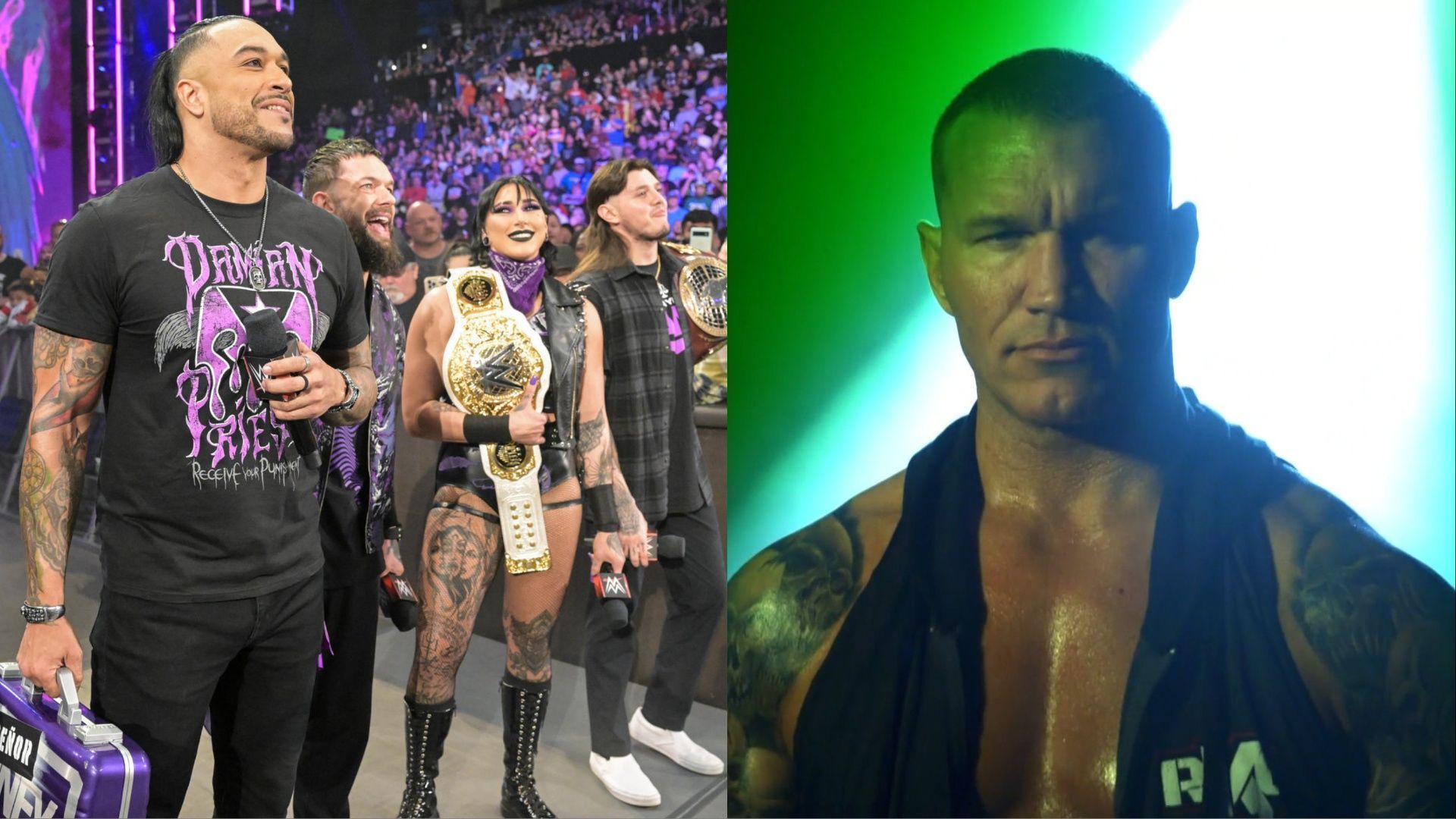 Judgment Day (left); Randy Orton (right)