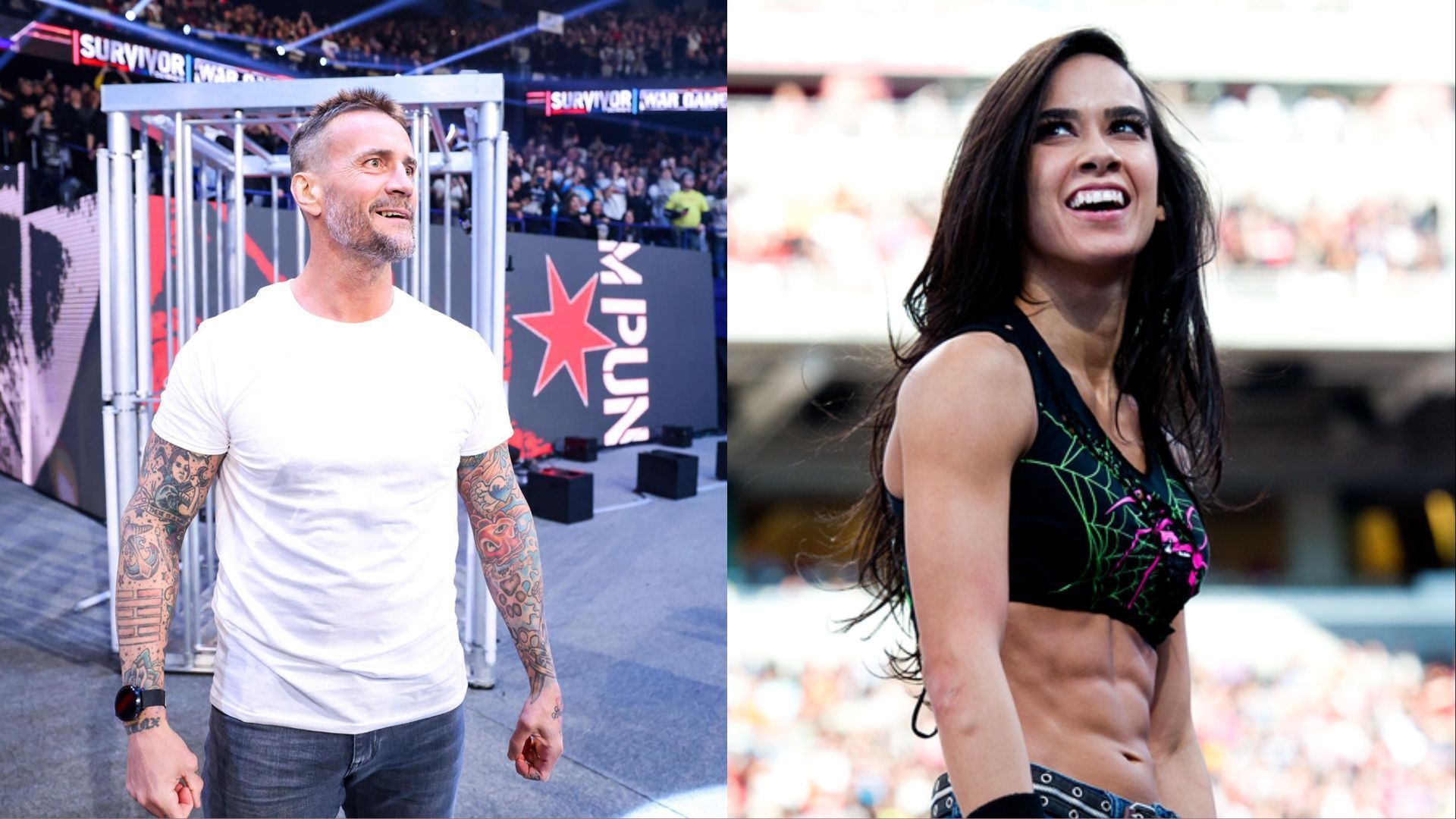 CM Punk (left); AJ Lee (right)