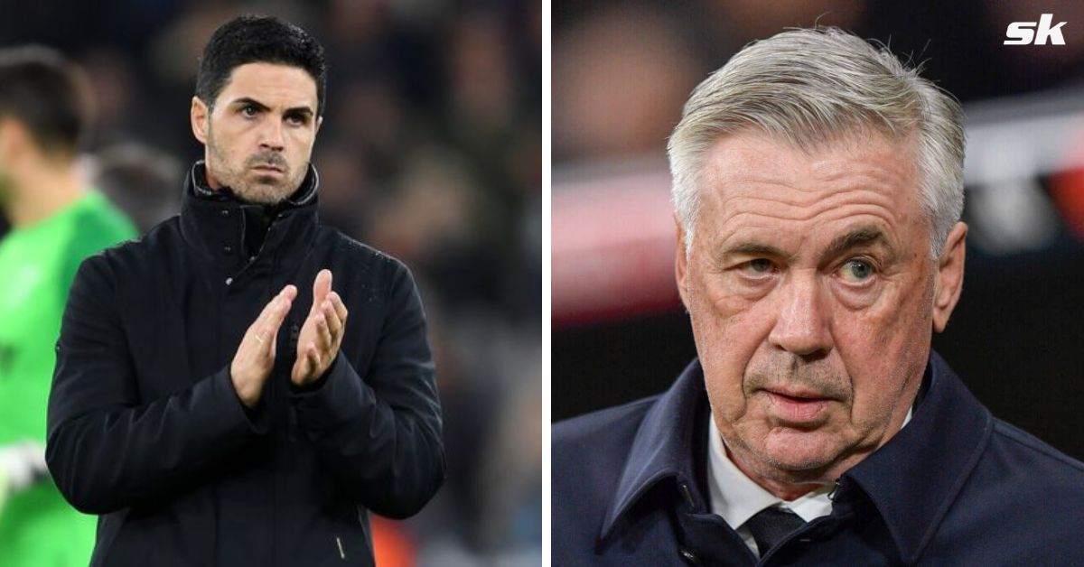 Arsenal boss Mikel Arteta (left) and Real Madrid manager Carlo Ancelotti