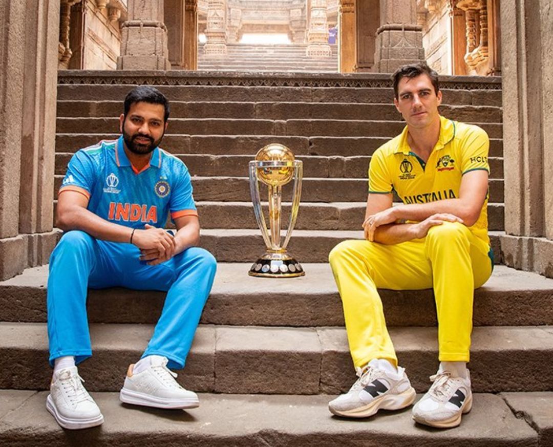 Rohit Sharma and Pat Cummins during the pre-match photoshoot [ICC]