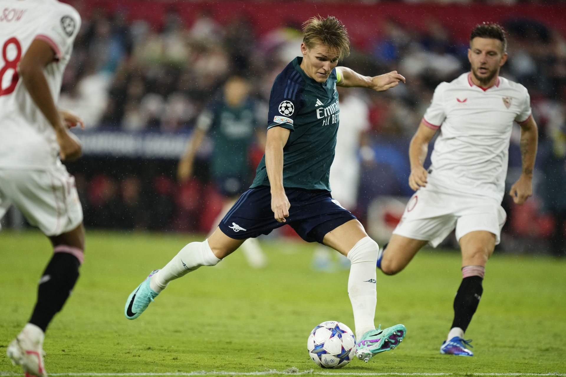 Martin Odegaard (centre) is a talismanic figure at the Emirates.