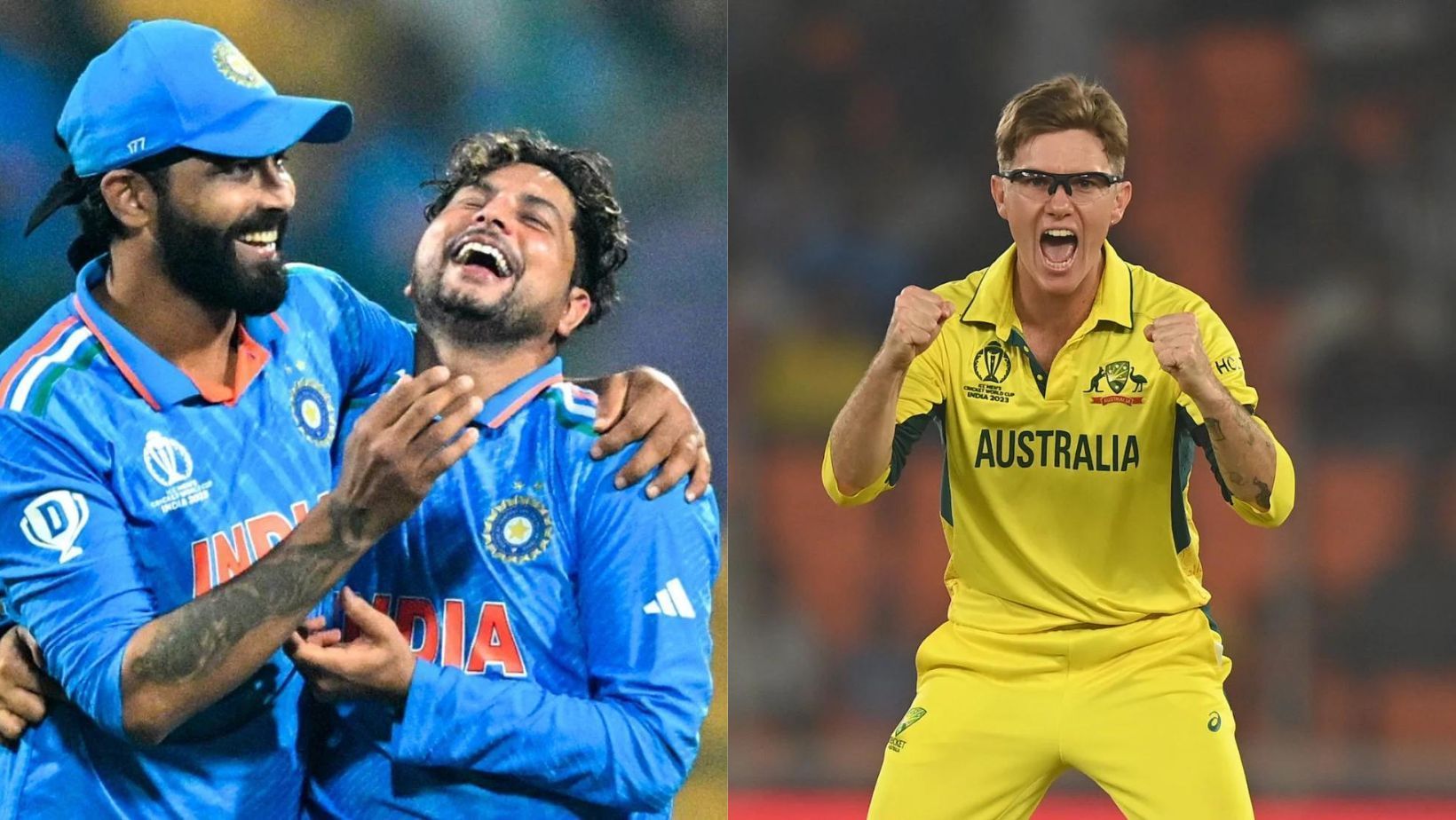 Ravindra Jadeja, Kuldeep Yadav and Adam Zampa (R).