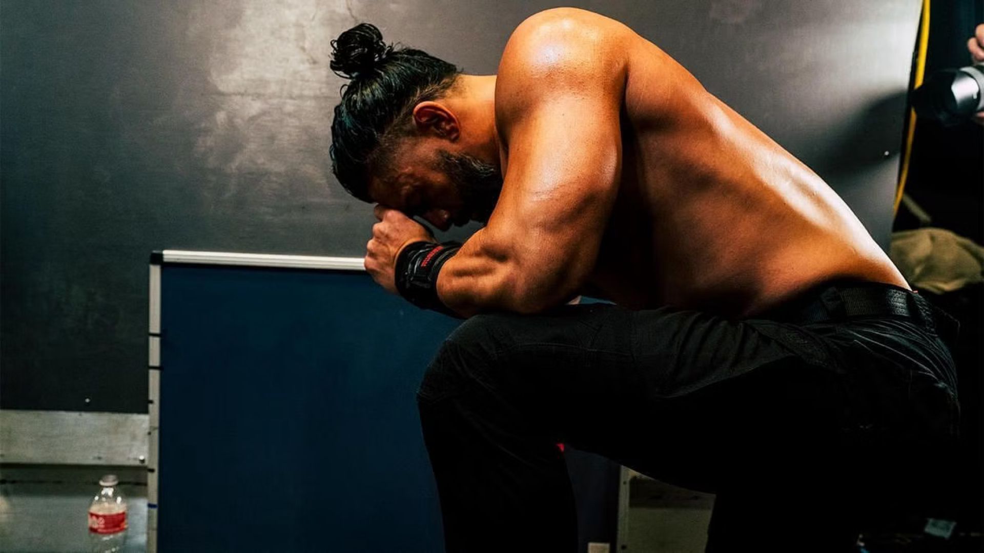 Roman Reigns backstage. Image Credits: X