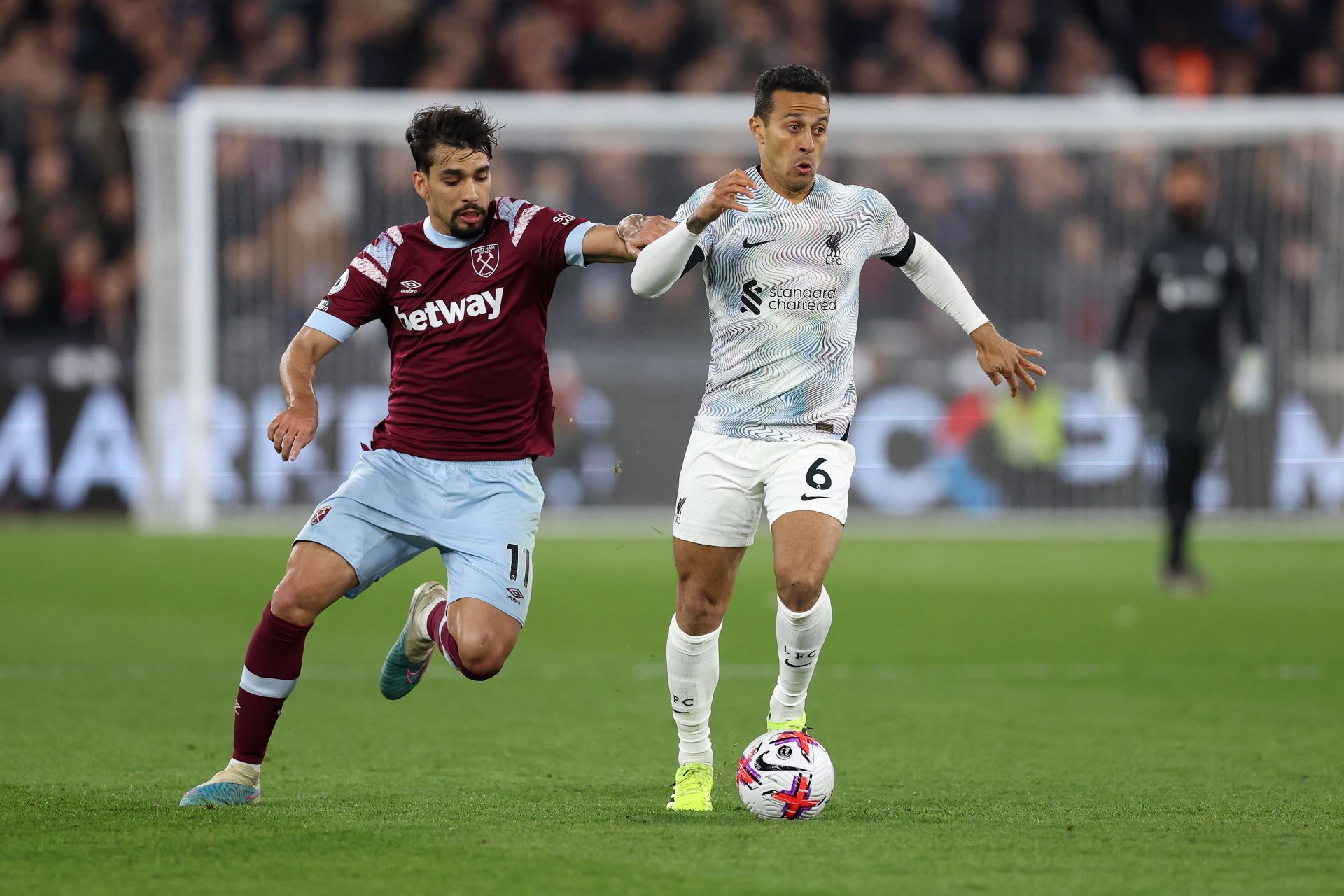 Thiago Alcantara (right) is likely to leave Anfield in 2024.