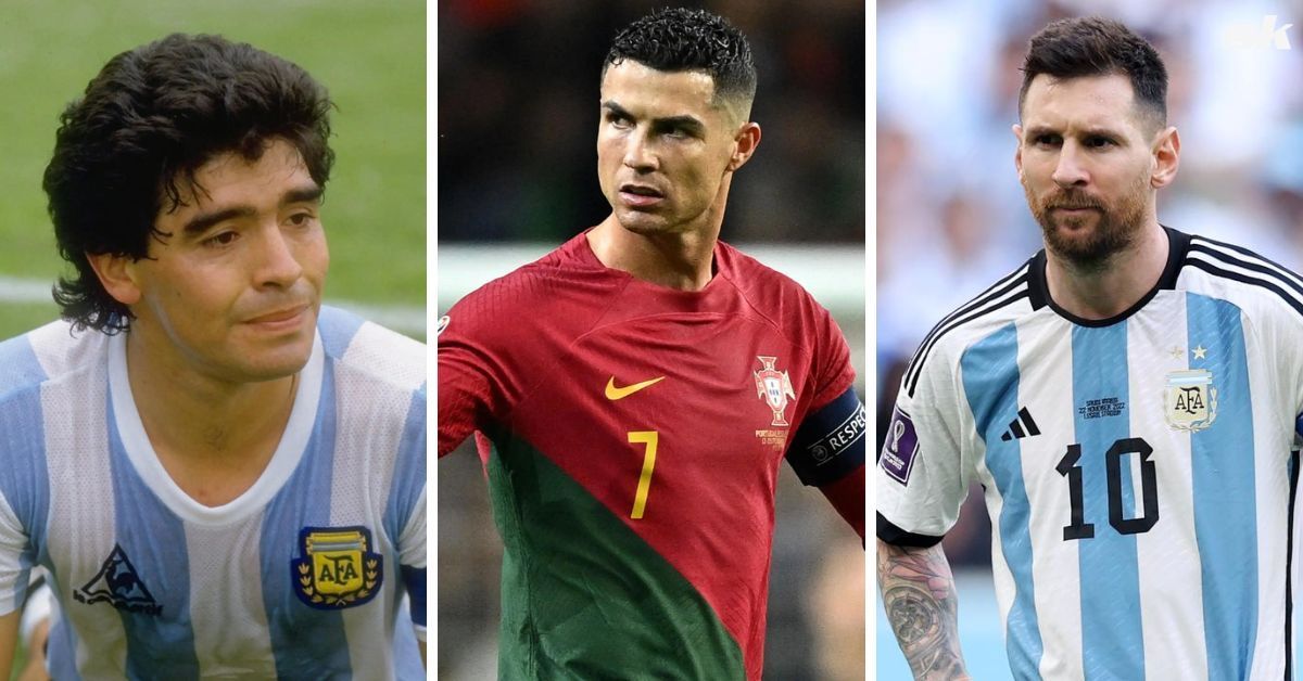 Diego Maradona, Cristiano Ronaldo and Lionel Messi 