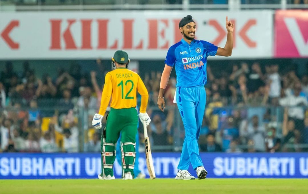 Arshdeep Singh is all smiles after taking a wicket [Getty Images]