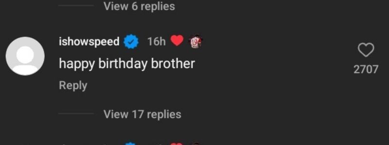 IShowSpeed's comment