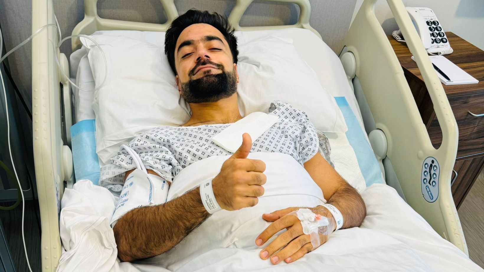 Rashid Khan after his back surgery. (PC: X)