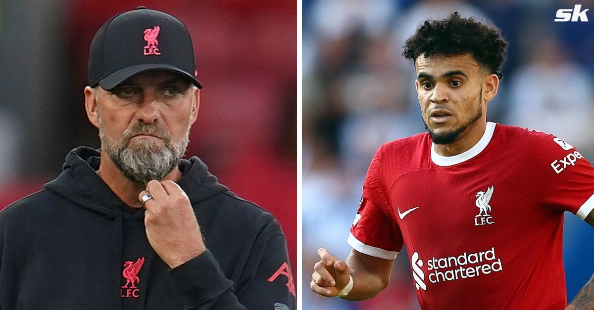 Liverpool manager Jurgen Klopp (left) and attacker Luis Diaz