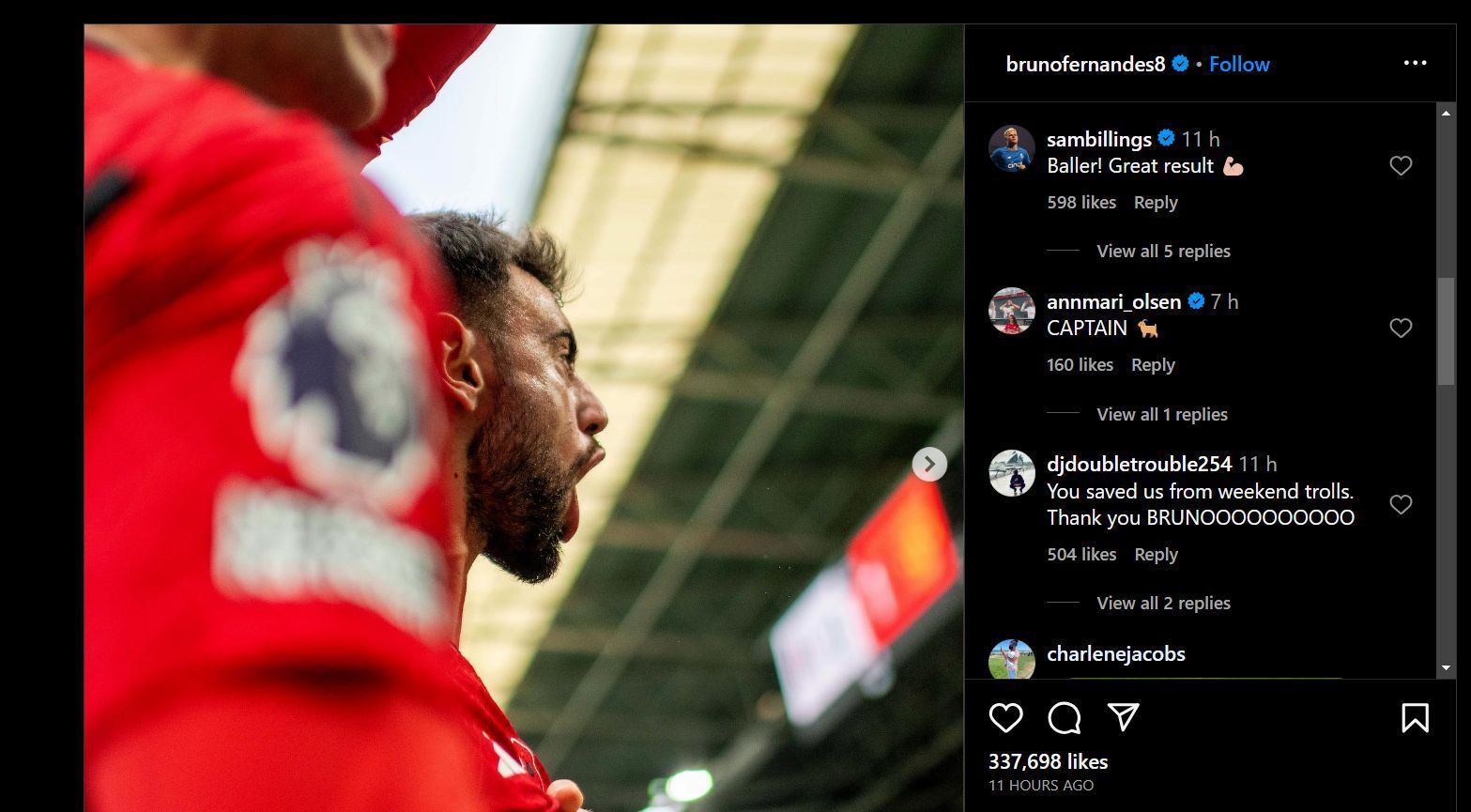 Billings&#039; comment on Fernandes&#039; post