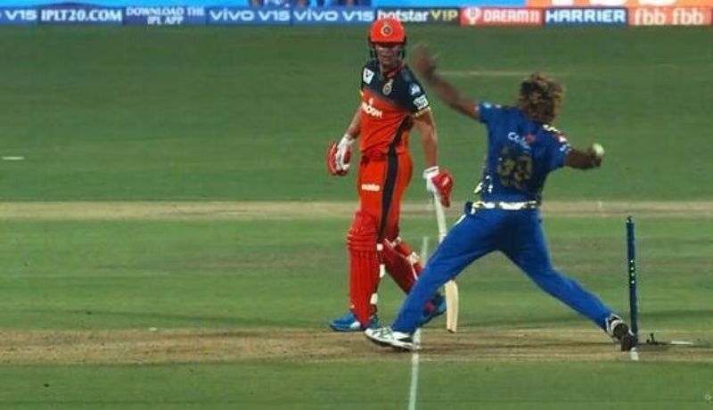 A screengrab of Lasith Malinga’s no ball during IPL 2019. (Pic: BCCI)