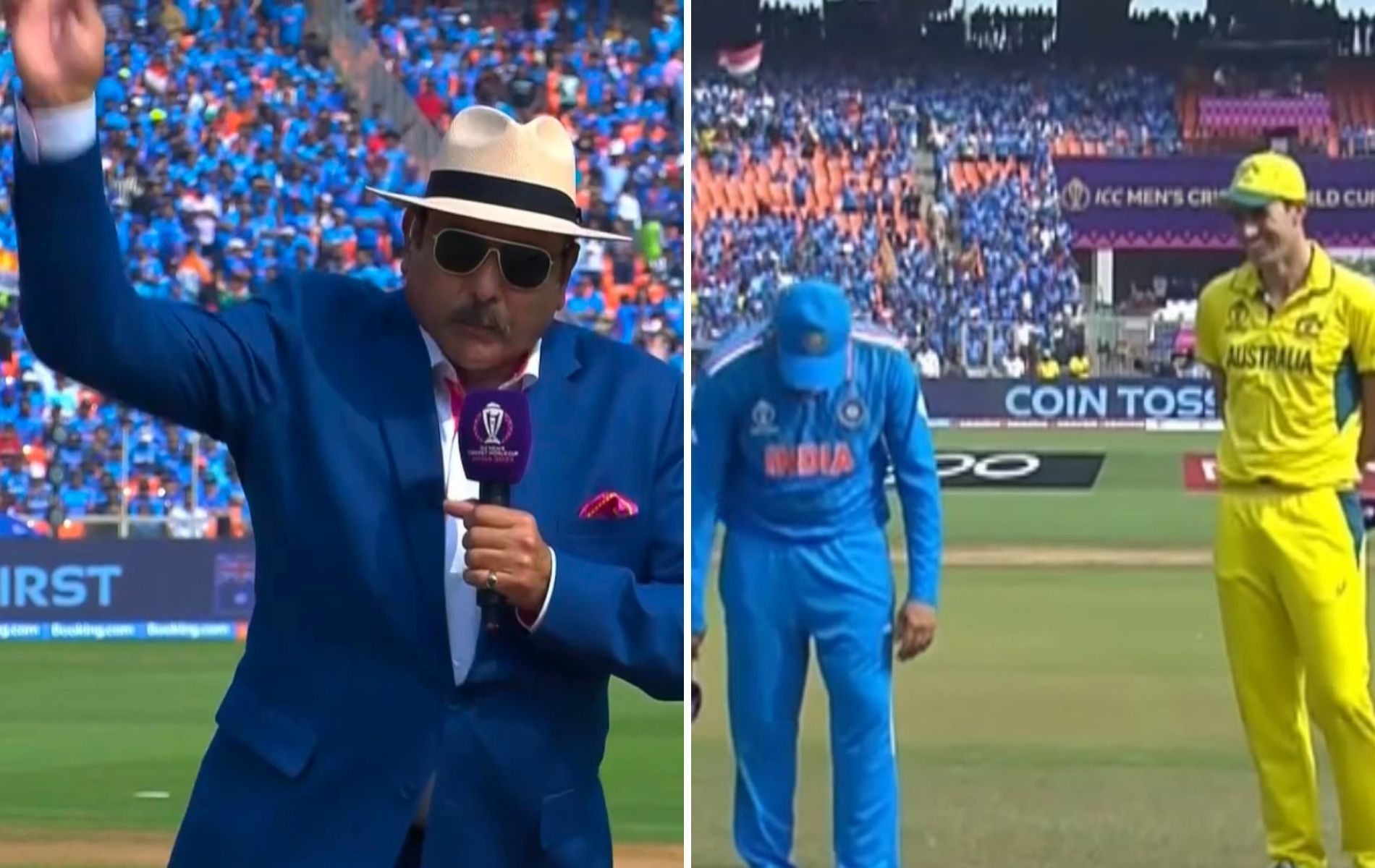 Ravi Shastri (L) during the 2023 World Cup final toss. (Pics: X)