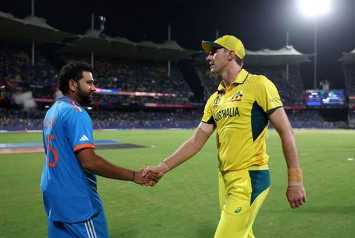 Rohit Sharma (L) and Pat Cummins (R). (Image Credits: Twitter)