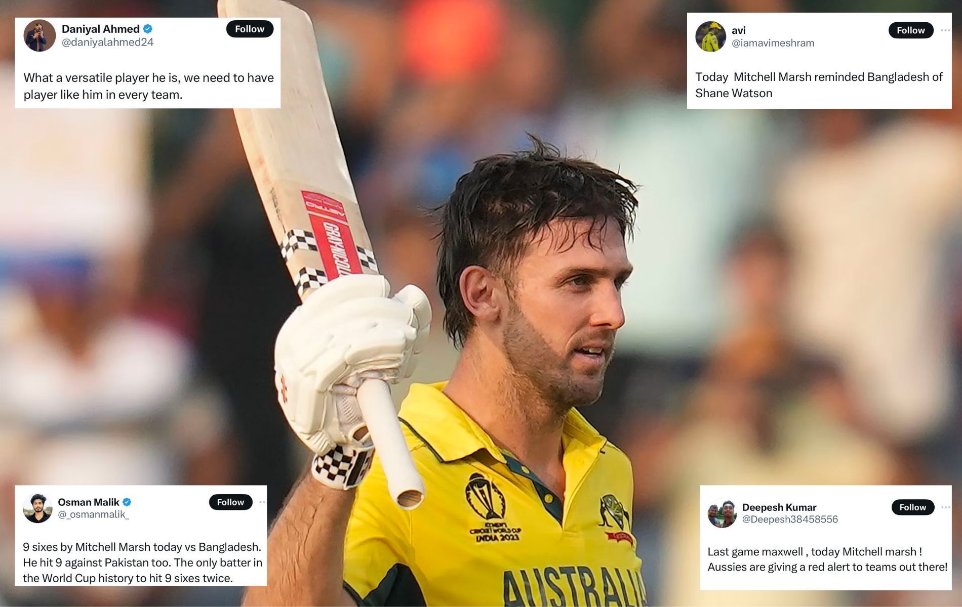 Mitchell Marsh registered his highest ODI score. (Pics: AP/X)