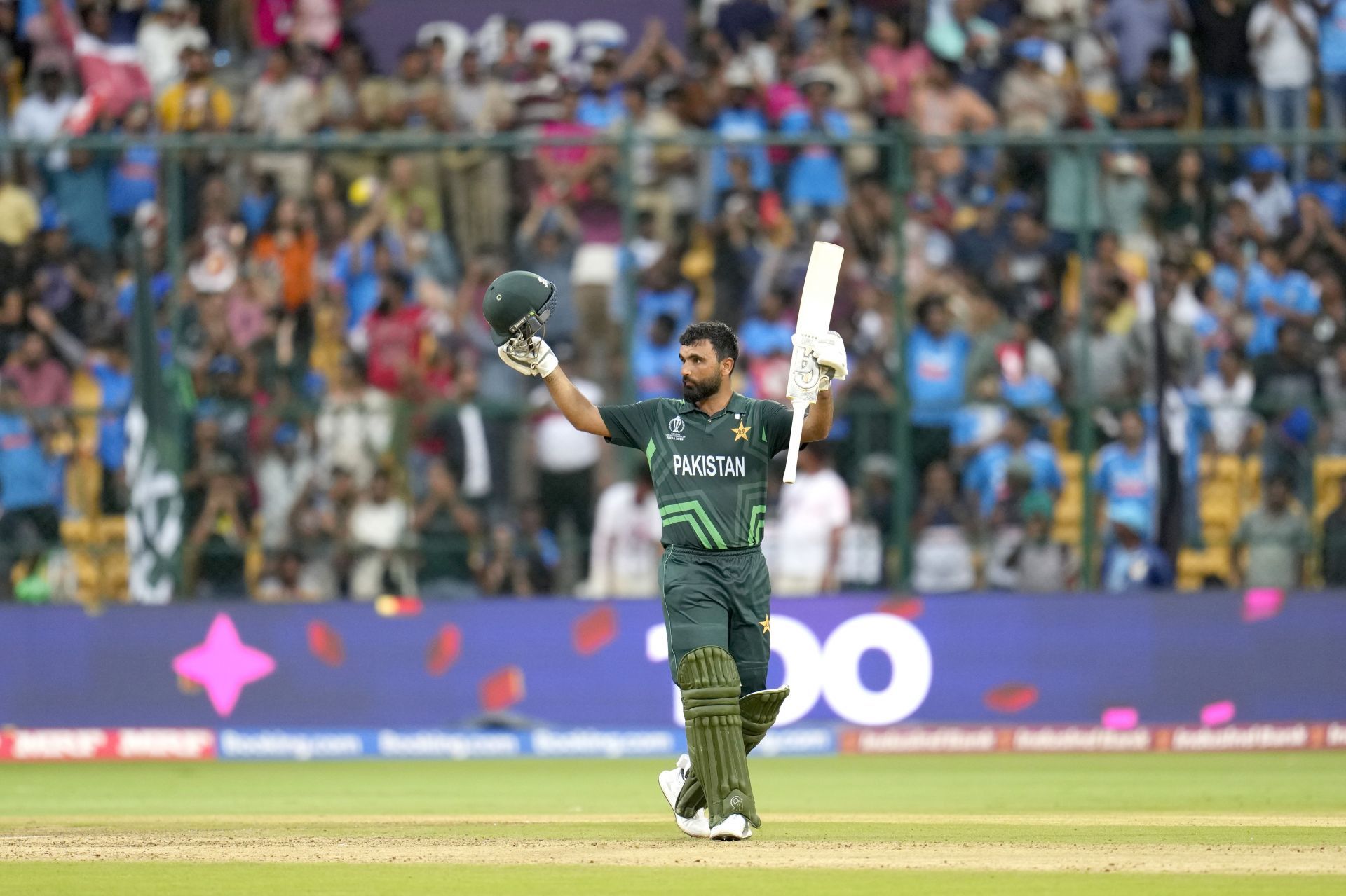 Fakhar Zaman acknowledging his hundred vs NZ [Getty Images]