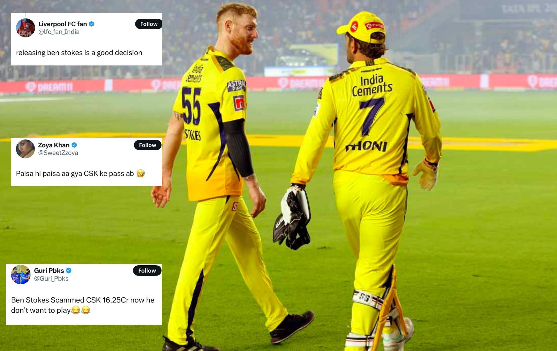 Ben Stokes played just two matches in IPL 2023. (Pics: X)