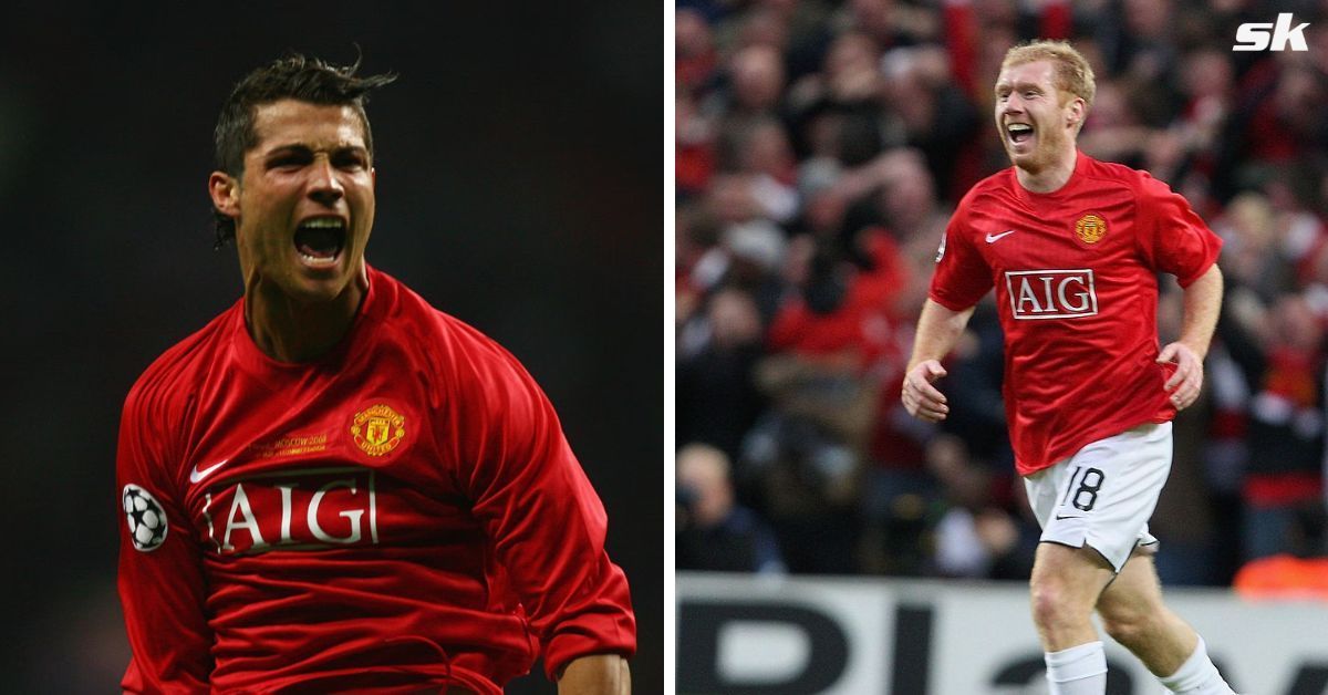 Cristiano Ronaldo (left) and Paul Scholes