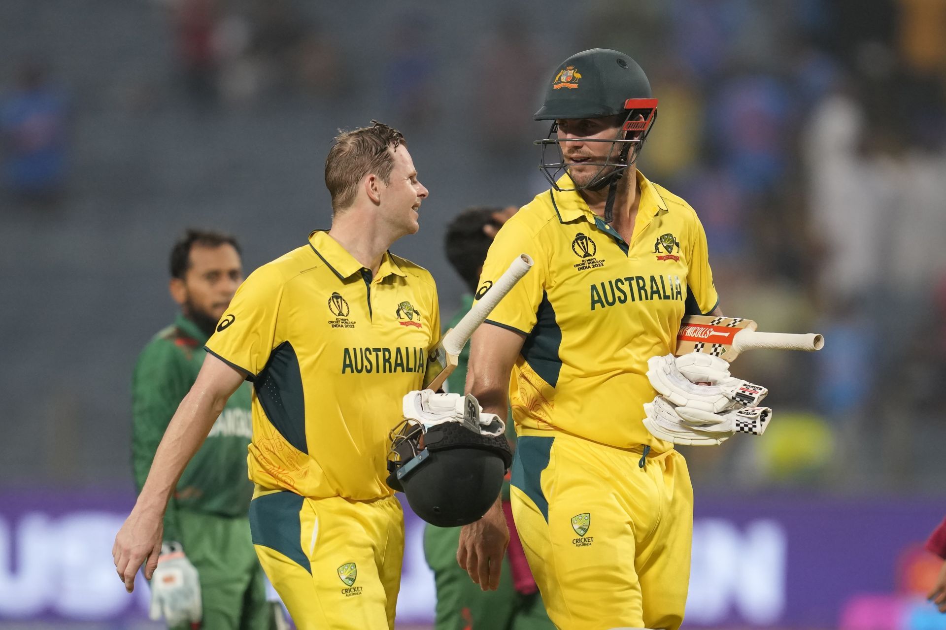 Steve Smith and Mitchell Marsh after winning the game [Getty Images]