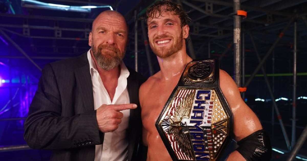 Triple H and the new WWE United States Champion, Logan Paul.