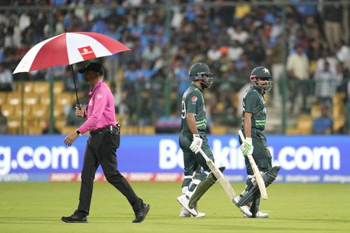 Pakistan's win against New Zealand via the DLS method kept them in contention for a semi-final berth. [P/C: AP]