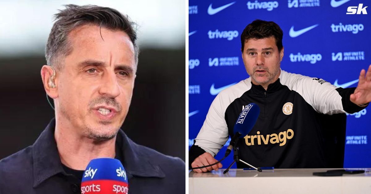 Gary Neville and Mauricio Pochettino (via Getty Images)